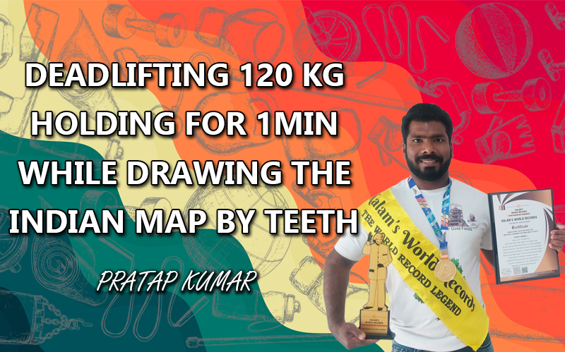 Deadlifting 120 Kg Holding for 1Min While Drawing The Indian Map By Teeth