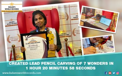 Created Lead Pencil Carving of 7 Wonders in 1 Hour 20 Minutes 58 Seconds