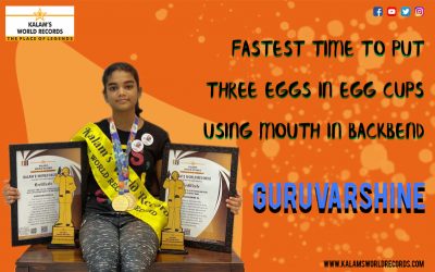 Fastest Time to Put Three Eggs in Egg Cups Using Mouth in Backbend