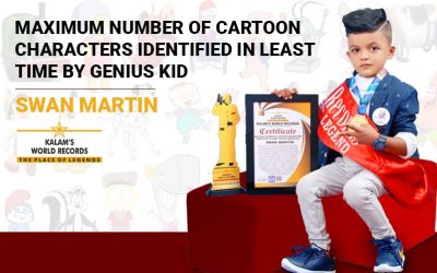 Maximum Number of Cartoon Characters  Identified in the Least Time by Genius Kid