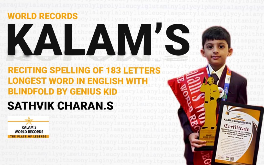 Reciting Spelling of 183 Letters Longest Word in English With Blindfold by Genius Kid