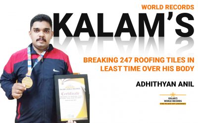 Breaking 247 Roofing Tiles in Least Time Over His Body