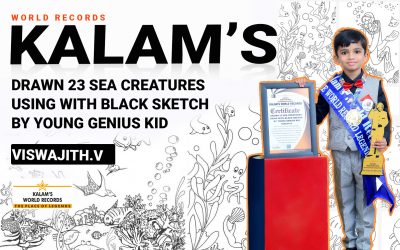 Drawn 23 Sea Creatures Using With Black Sketch by Young Genius Kid