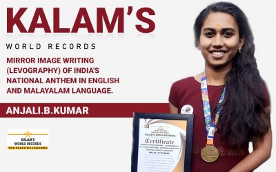 Mirror Image Writing(Levography) of India’s National Anthem in English and Malayalam Language.