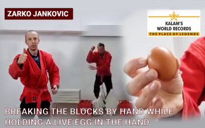 Breaking the Blocks by Hand While Holding a Live Egg in the Hand