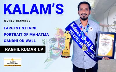 Largest Stencil Portrait of Mahatma Gandhi on Wall