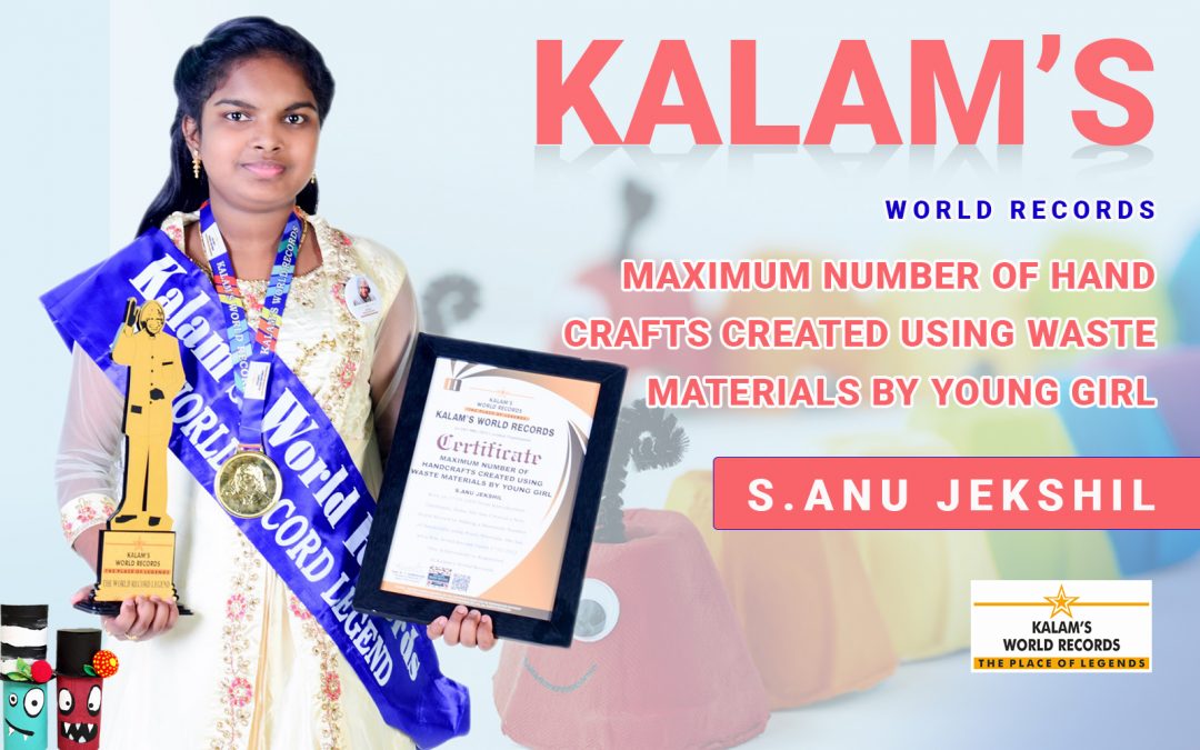 Maximum Number of Handcrafts Created Using  Waste Materials by Young Girl