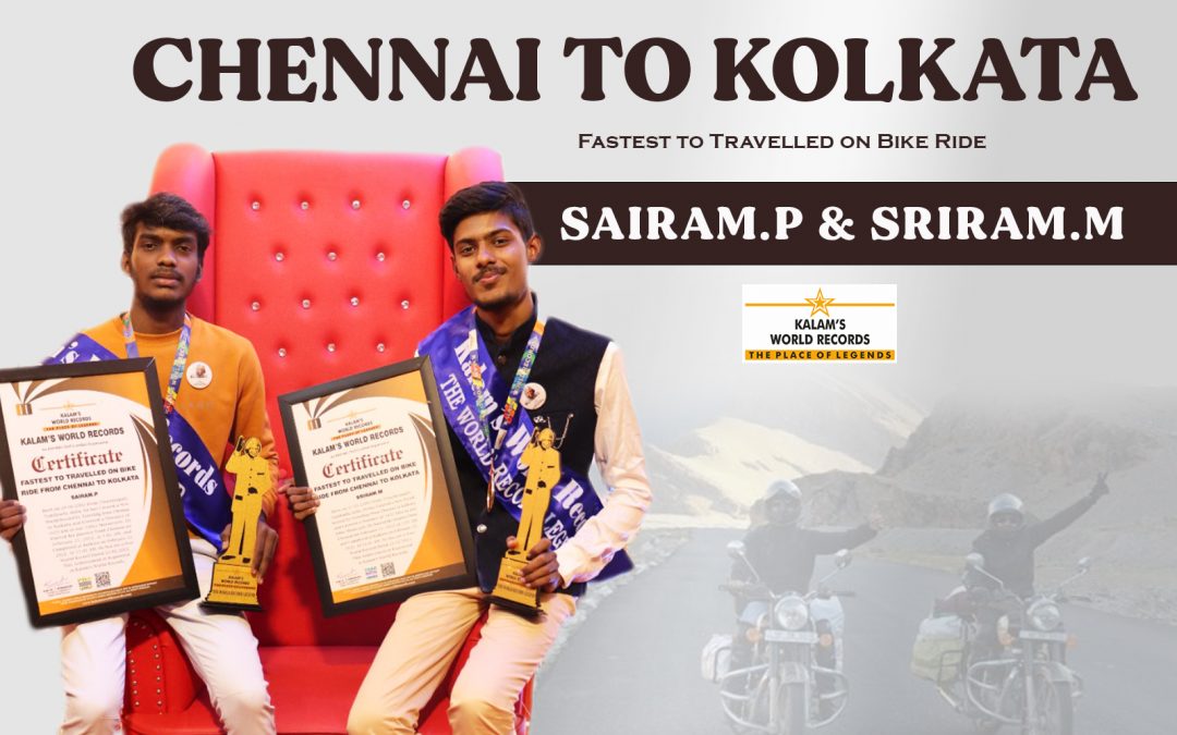Fastest to Travelled on Bike Ride From Chennai to Kolkata