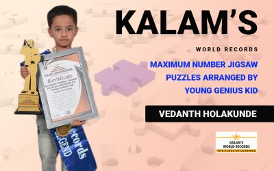 Maximum Number Jigsaw Puzzles Arranged by Young Genius Kid