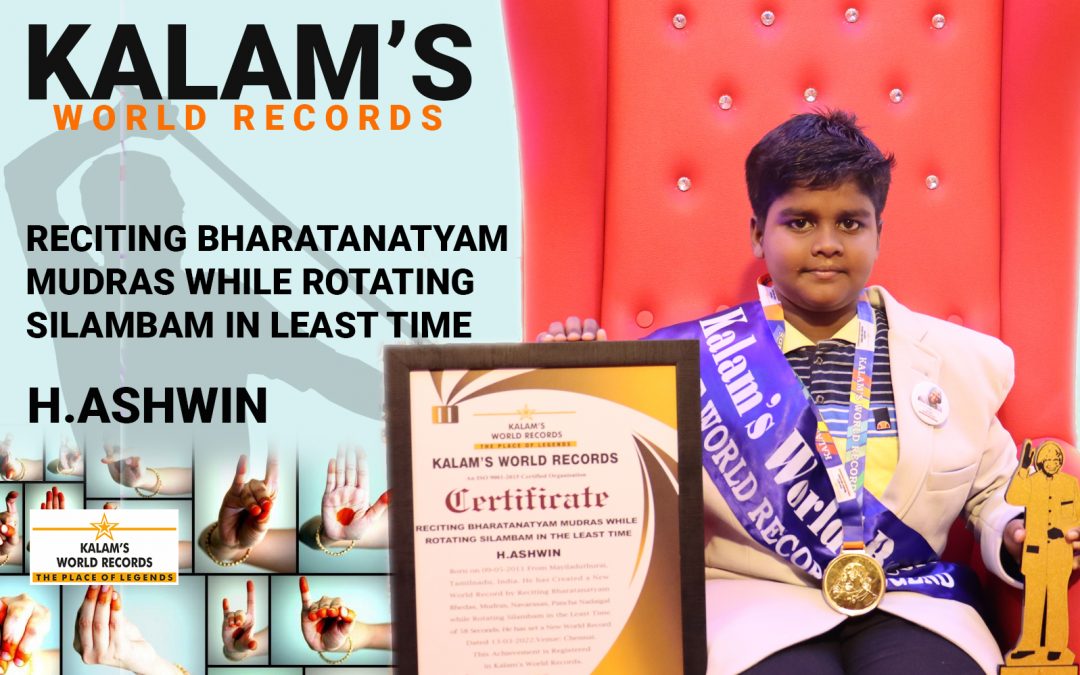 Reciting Bharatanatyam Mudras While Rotating Silambam in Least Time