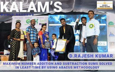 MAXIMUM NUMBER ADDITION AND SUBTRACTION SUMS SOLVED IN LEAST TIME BY USING ABACUS METHODOLOGY
