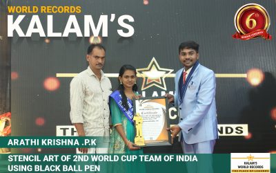 Stencil Art of 2nd World Cup Team of India Using Black Ball Pen