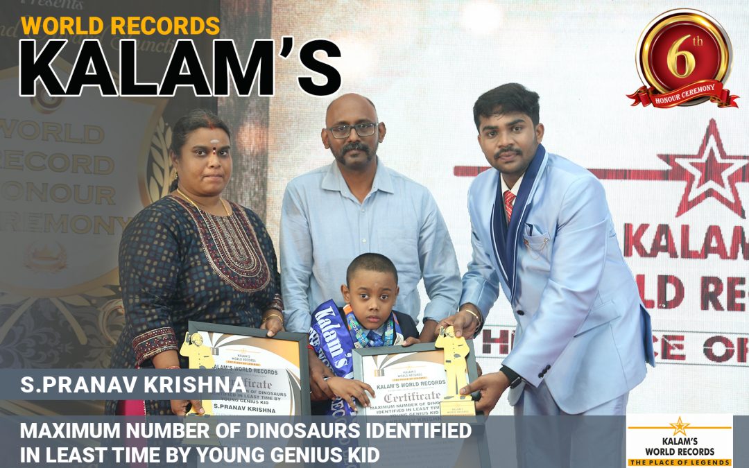 Maximum Number of Dinosaurs Identified in Least Time by Young Genius Kid & Break His Own Record