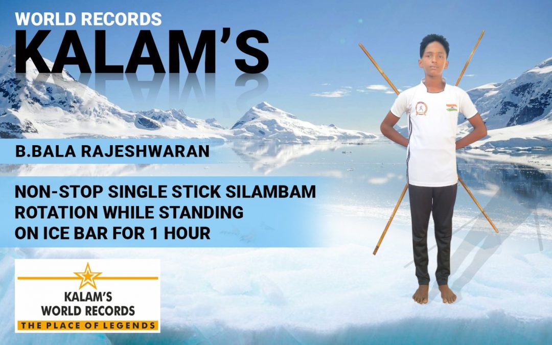 Non-stop Single Stick Silambam Rotation While Standing on Ice Bar for 1 Hour