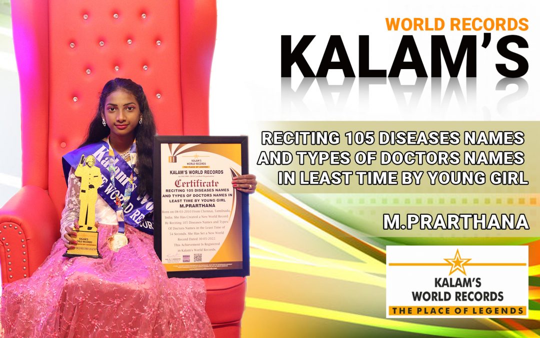 Reciting 105 Diseases Names and Types of Doctors Names in Least Time by Young Girl