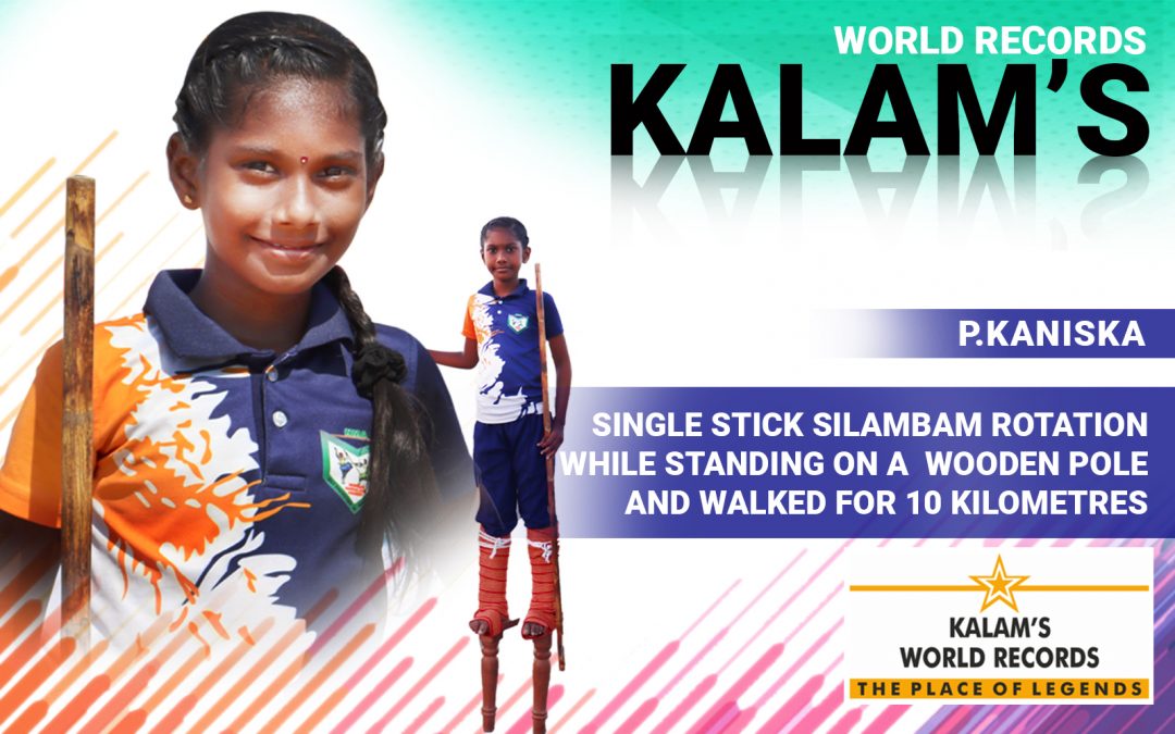 SINGLE STICK SILAMBAM ROTATION WHILE STANDING ON A  WOODEN POLE AND WALKED FOR 10 KILOMETRES