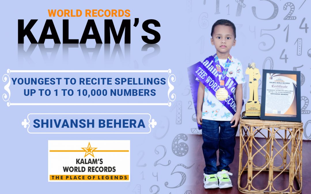 Youngest to Recite Spellings Up to 1 to 10,000 Numbers