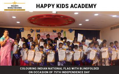 Colouring Indian National Flag With Blindfolded on Occasion of 75th Independence Day