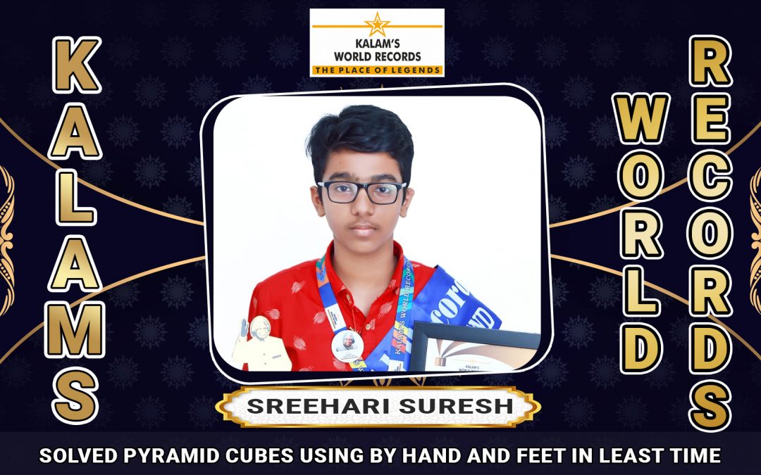 Solved Pyramid Cubes Using by Hand and Feet in Least Time