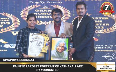 Painted Largest Portrait of Kathakali Art by Youngster