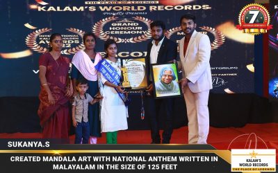 Created Mandala Art With National Anthem Written in Malayalam in the Size of 125 Feet