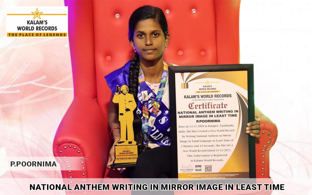 National Anthem Writing in Mirror Image in Least Time