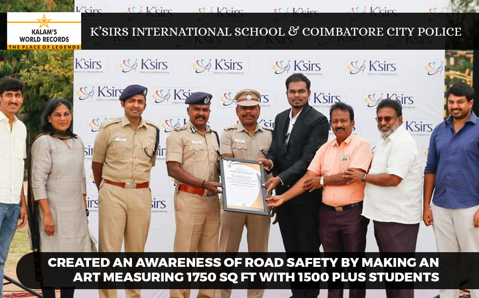 Created an Awareness of Road Safety by Making an Art Measuring 1750 Sq Ft With 1500 Plus Students