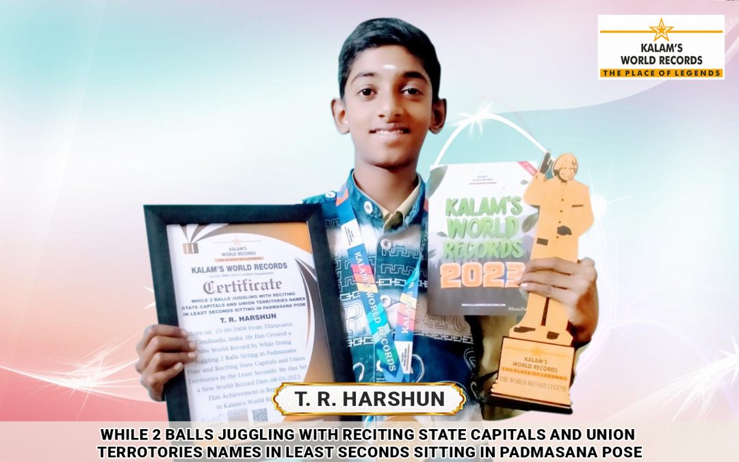 While 2 Balls Juggling With Reciting State Capitals and Union Terrotories Names in Least Seconds Sitting in Padmasana Pose