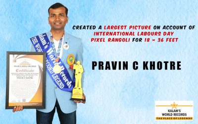Created A Largest Picture On Account Of International Labours Day Pixel Rangoli For 18 × 36 Feet