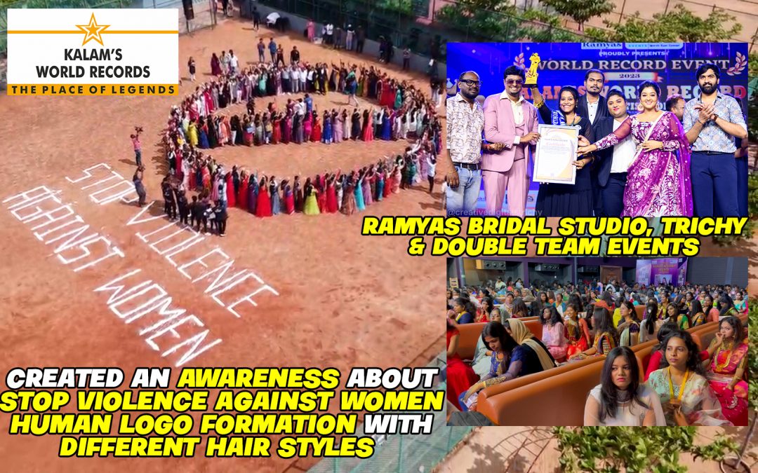 Created An Awareness About Stop Violence Against Women Human Logo Formation With Different Hair Styles
