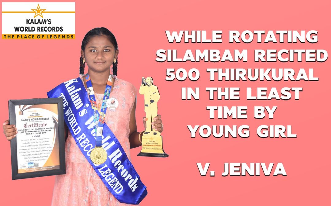 While Rotating Silambam Recited 500 Thirukural In The Least Time By Young Girl
