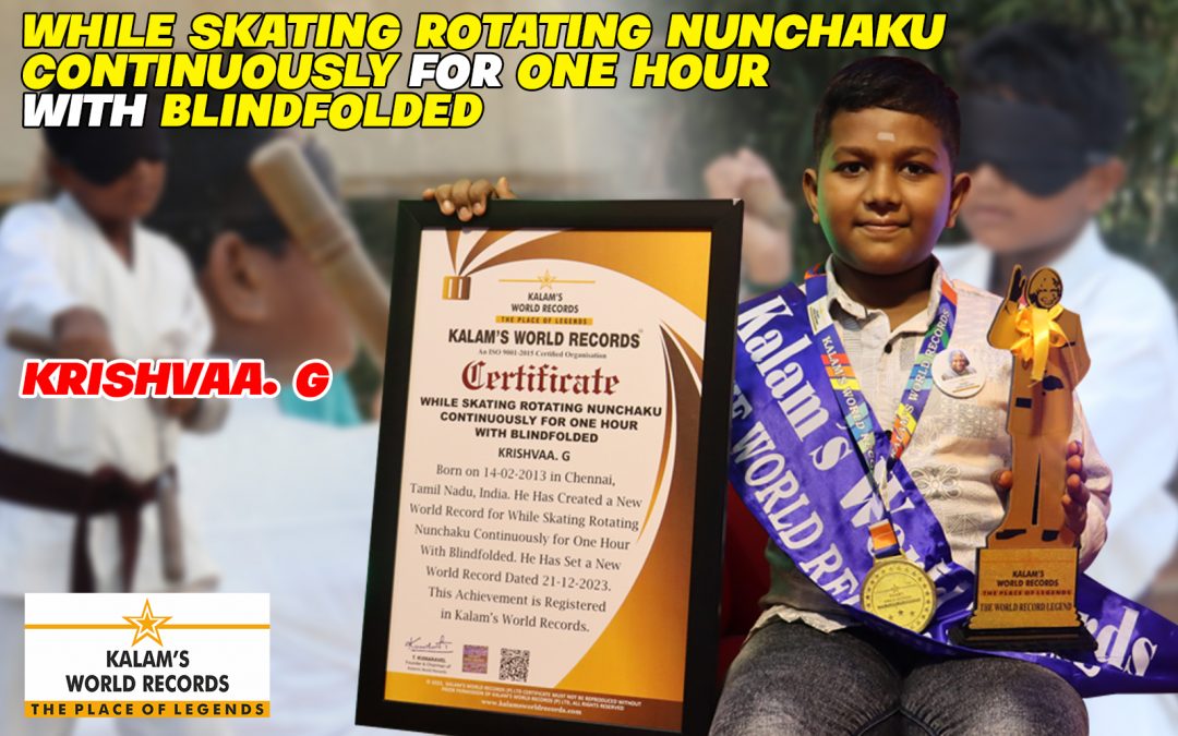 While Skating Rotating Nunchaku Continuously for One Hour With Blindfolded
