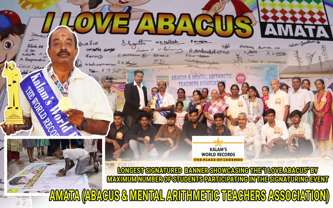 Longest Signatured Banner Showcasing the “I Love Abacus” by Maximum Number of Students Participating in the Signature Event