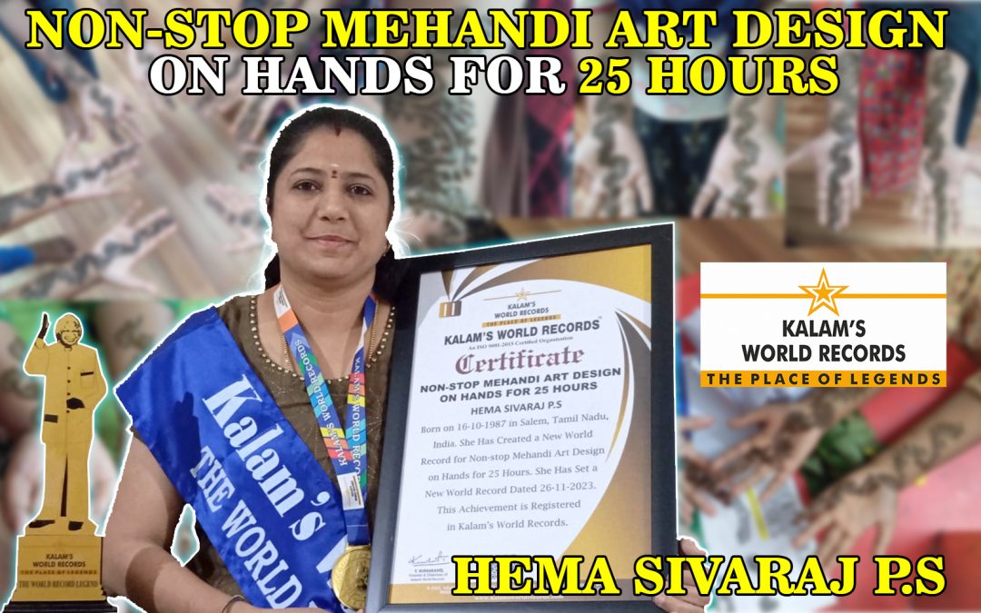 Non-stop Mehandi Art Design On Hands For 25 Hours