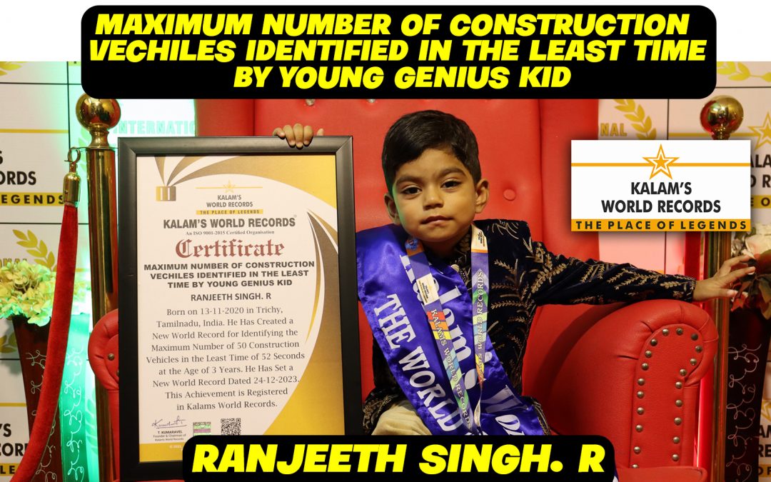 Maximum Number of Construction Vehicles Identified in the Least Time by Young Genius Kid