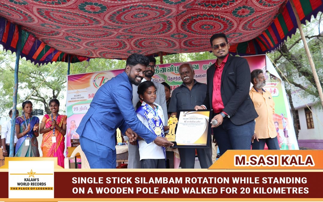 Single Stick Silambam Rotation While Standing on a Wooden Pole and Walked for 20 Kilometres