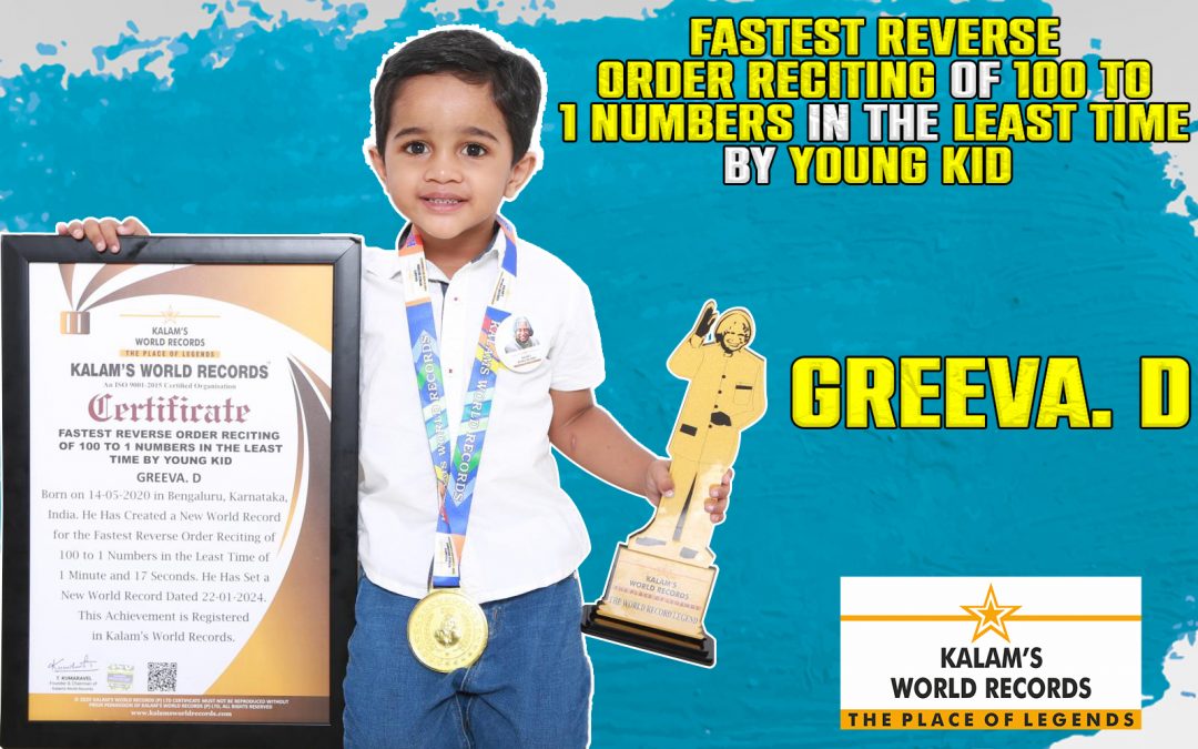 Fastest Reverse Order Reciting of 100 to 1 Numbers in the Least Time by Young Kid