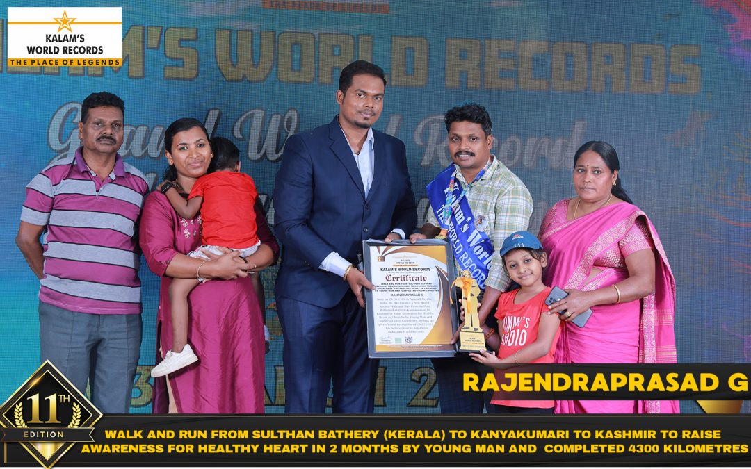 Walk and Run From Sulthan Bathery (Kerala) to Kanyakumari to Kashmir to Raise Awareness  for Healthy Heart in 2 Months by Young Man and  Completed 4300 Kilometres