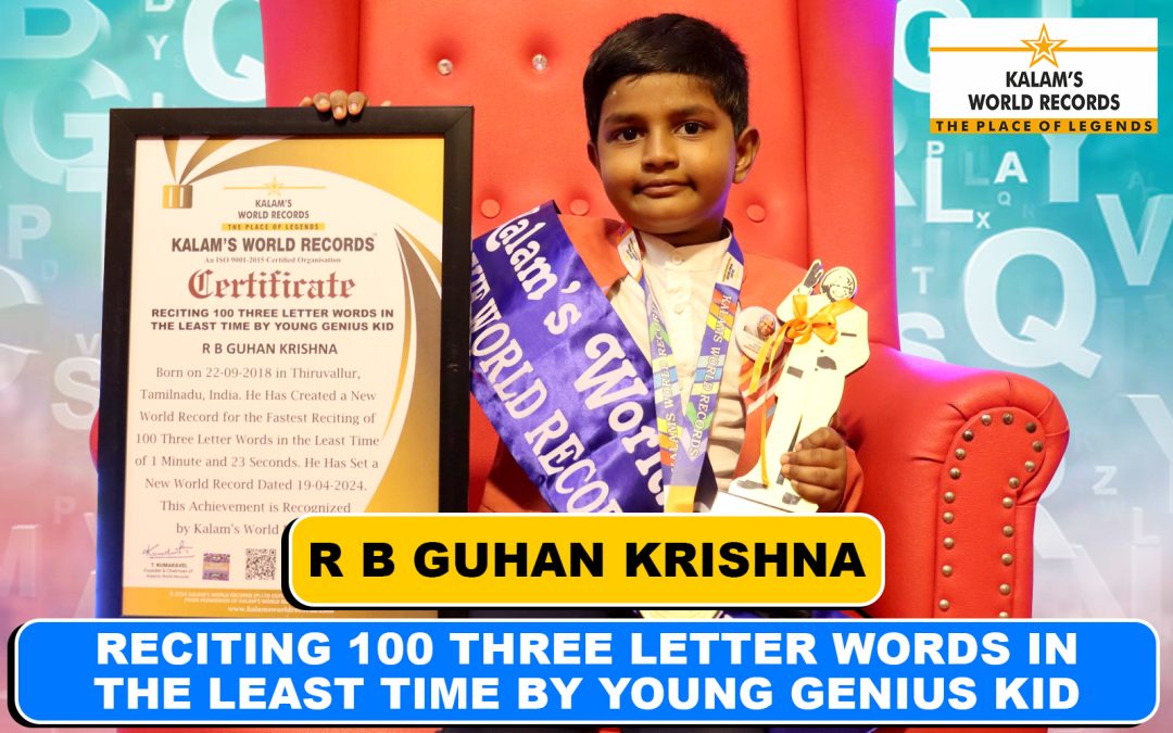 Reciting 100 Three Letter Words in the Least Time by Young Genius Kid