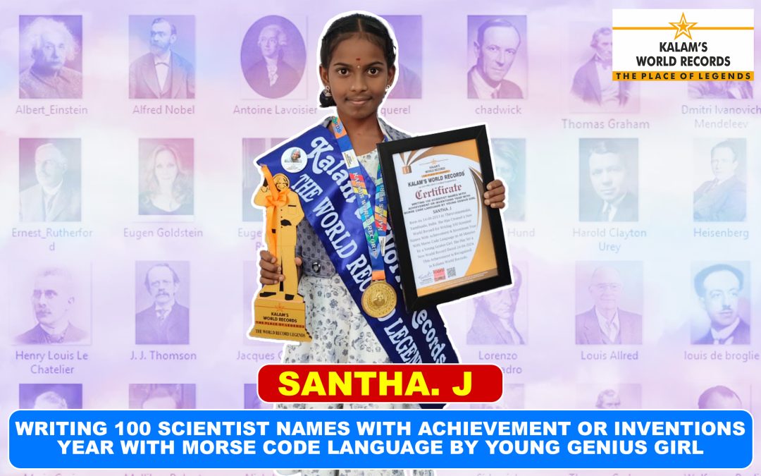 Writing 100 Scientist Names With Achievement or Inventions Year With Morse Code Language by Young Genius Girl