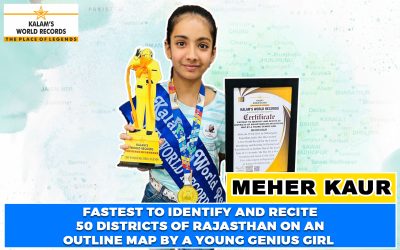 Fastest to Identify and Recite 50 Districts of Rajasthan on an Outline Map by a Young Genius Girl