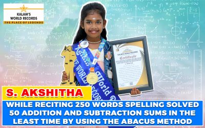 While Reciting 250 Words Spelling Solved 50 Addition and Subtraction Sums in the Least Time by Using the Abacus Method