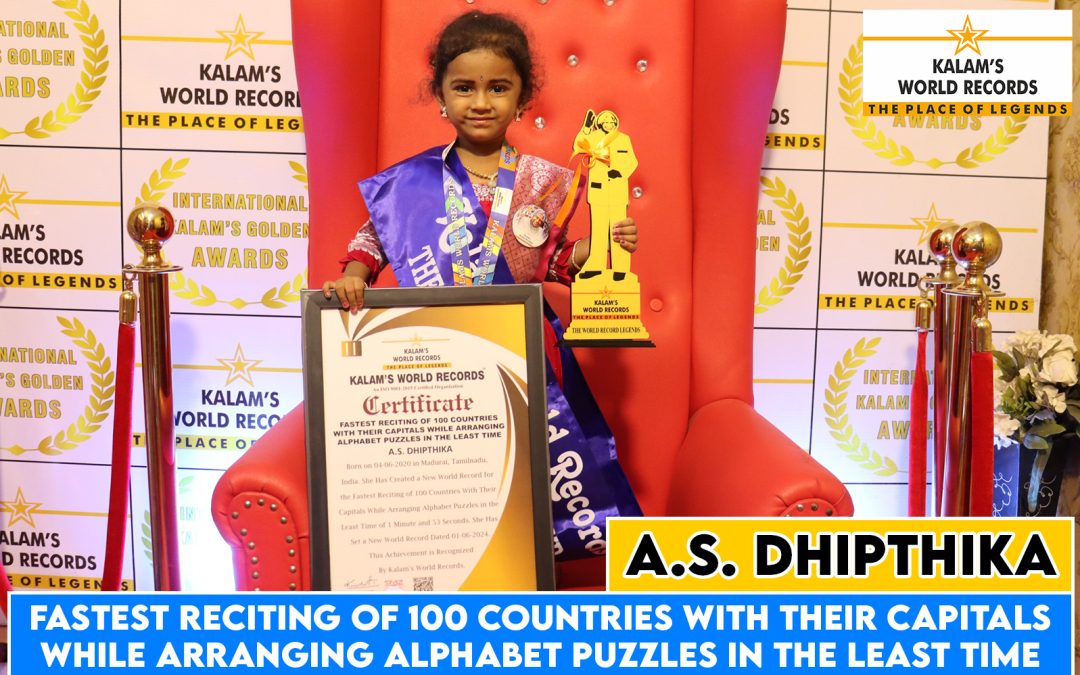 Fastest Reciting of 100 Countries With Their Capitals While Arranging Alphabet Puzzles in the Least Time