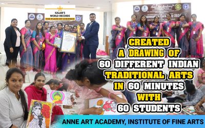 Created a Drawing of 60 Different Indian Traditional Arts in 60 Minutes With 60 Students