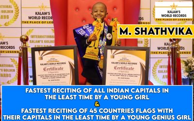 Fastest Reciting of 45 Countries Flags With Their Capitals in the Least Time by a Young Genius Girl & Fastest Reciting of All Indian Capitals in the Least Time by a Young Girl