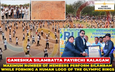 Maximum Number of Members Perform Silambam While Forming a Human Logo of the Olympic Rings