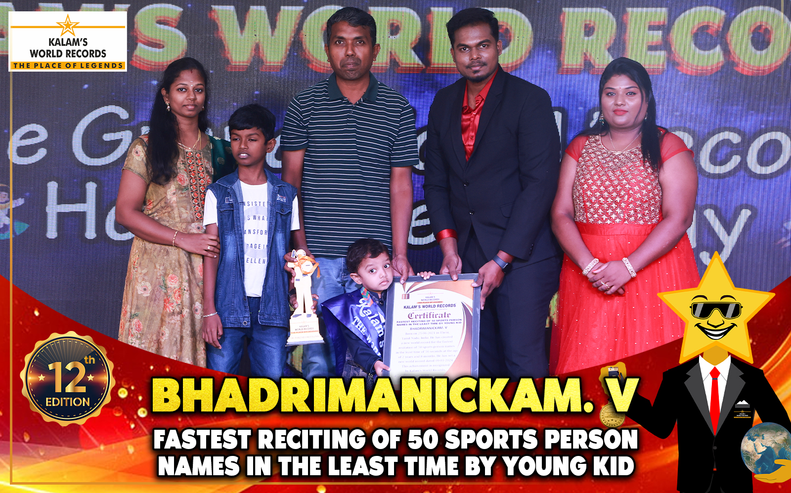 Fastest Reciting of 50 Sports Person Names in the Least Time by Young Kid