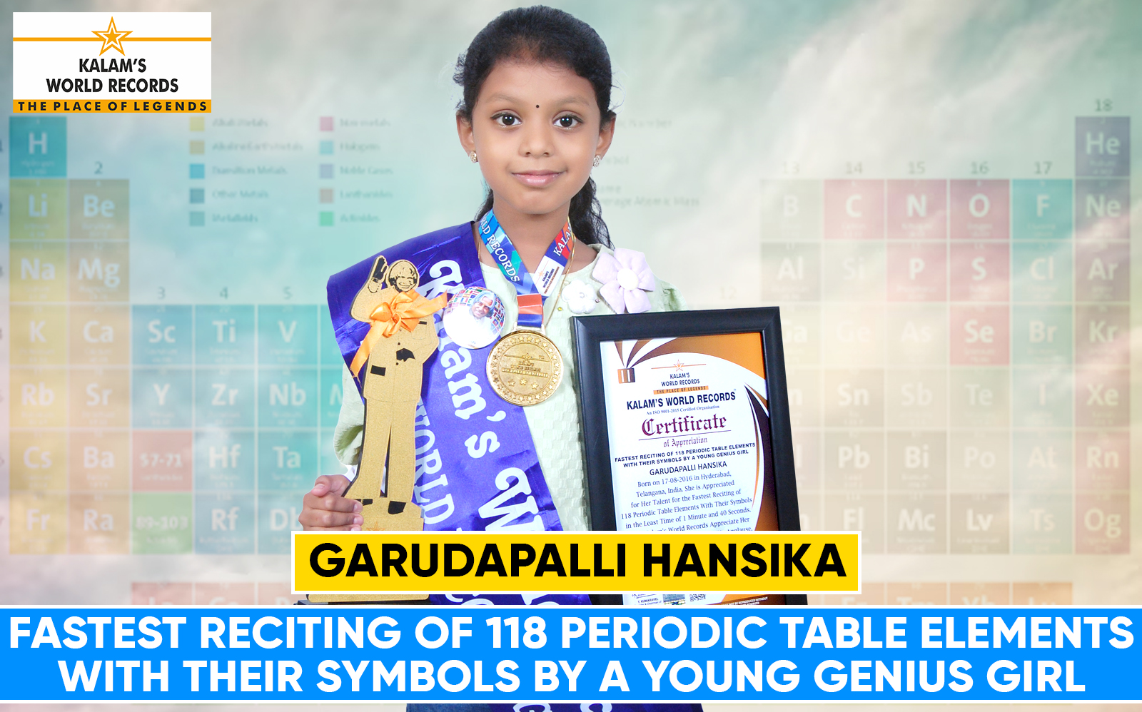 Fastest Reciting of 118 Periodic Table Elements With Their Symbols by a Young Genius Girl