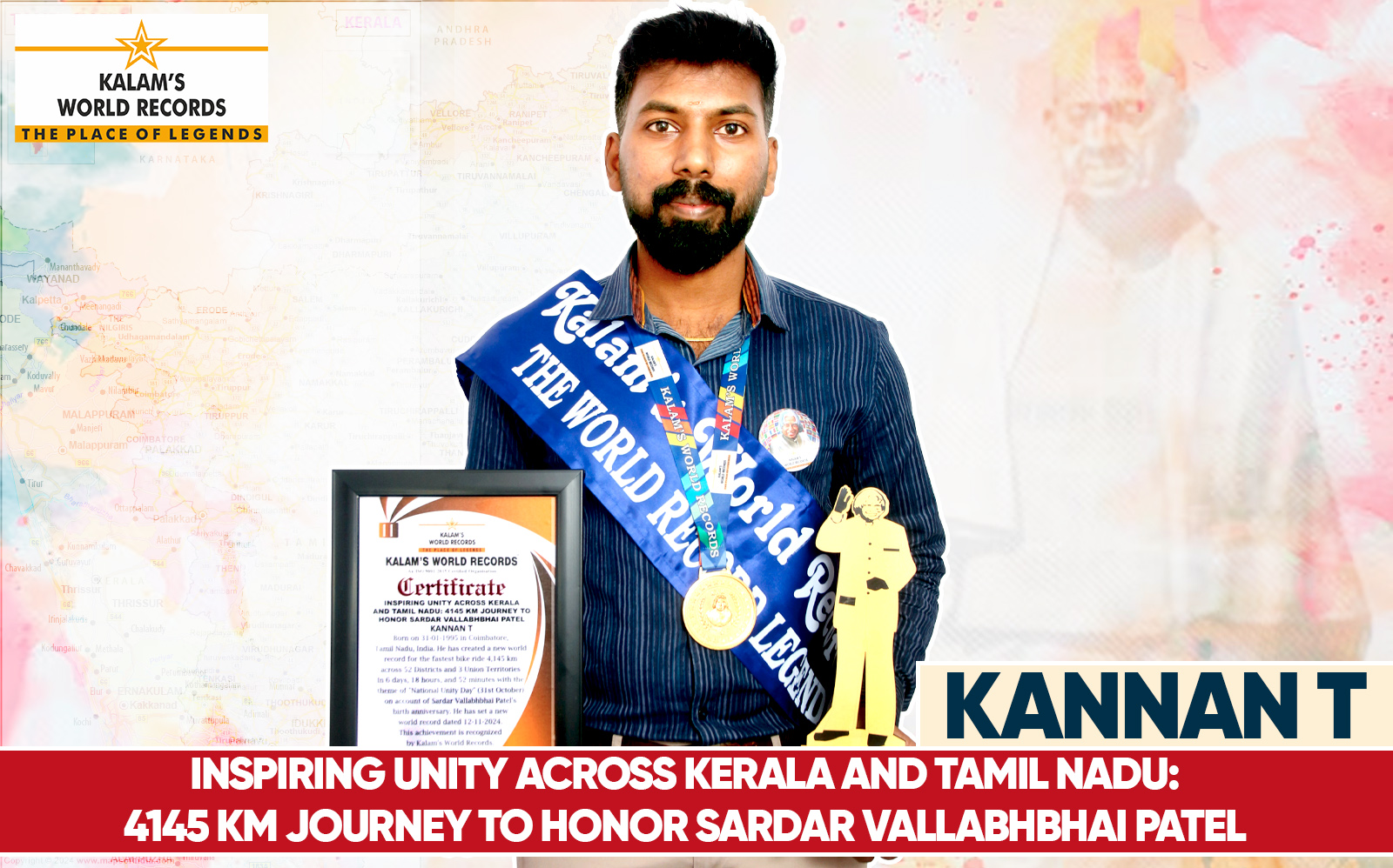 Inspiring Unity Across Kerala and Tamil Nadu: 4145 Km Journey to Honor Sardar Vallabhbhai Patel