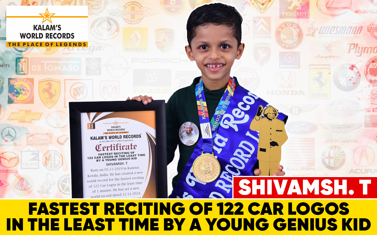 Fastest Reciting of 122 Car Logos in the Least Time by a Young Genius Kid